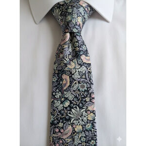 Gianni Feraud Liberty of London flower floral bird cotton slim skinny tie - 59"